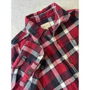 Jachs Shirt Mens Large Tall Red Black Heavy‎ Flannel Plaid Grunge Hipster 90s